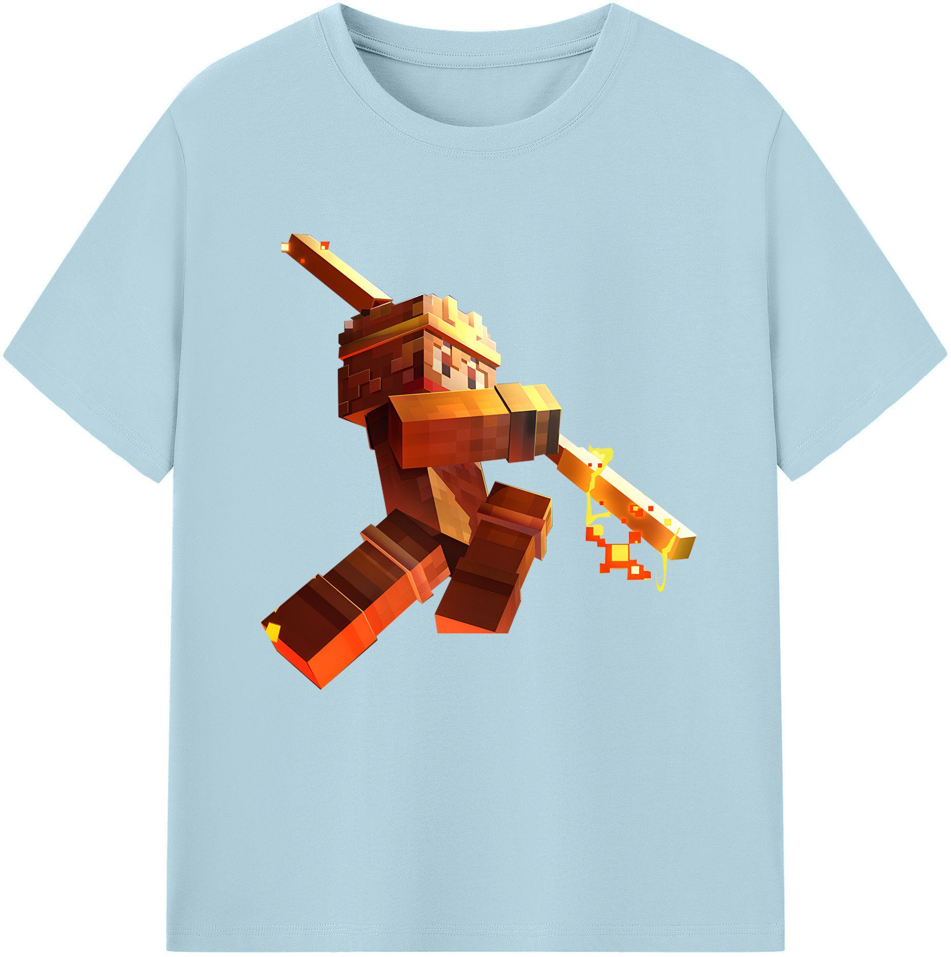 （画像用） マインクラフト ブロックの世界 Minecraft MC Block world 綿100％半袖Tシャツ（フロントプリント）